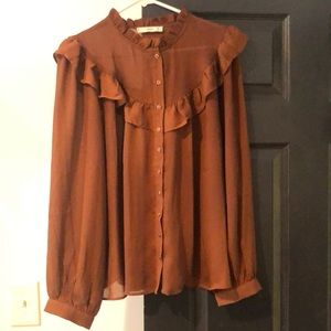Mango brown chiffon shirt